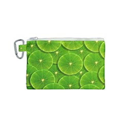 Lime Textures Macro, Tropical Fruits, Citrus Fruits, Green Lemon Texture Canvas Cosmetic Bag (small)