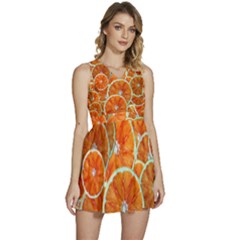 Oranges Patterns Tropical Fruits, Citrus Fruits Sleeveless High Waist Mini Dress