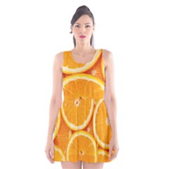 Oranges Textures, Close-up, Tropical Fruits, Citrus Fruits, Fruits Scoop Neck Skater Dress