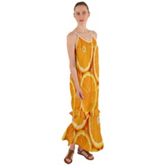 Oranges Textures, Close-up, Tropical Fruits, Citrus Fruits, Fruits Cami Maxi Ruffle Chiffon Dress