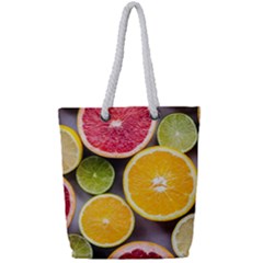 Oranges, Grapefruits, Lemons, Limes, Fruits Full Print Rope Handle Tote (small) by nateshop