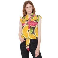 Oranges, Grapefruits, Lemons, Limes, Fruits Frill Detail Shirt