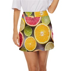 Oranges, Grapefruits, Lemons, Limes, Fruits Mini Front Wrap Skirt