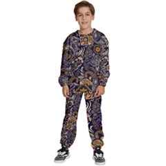 Paisley Texture, Floral Ornament Texture Kids  Sweatshirt Set