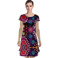 Pattern, Ornament, Motif, Colorful Cap Sleeve Nightdress