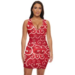 Patterns, Corazones, Texture, Red, Draped Bodycon Dress