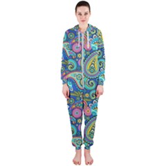 Patterns, Green Background, Texture Hooded Jumpsuit (ladies)