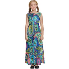 Patterns, Green Background, Texture Kids  Satin Sleeveless Maxi Dress