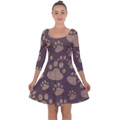 Paws Patterns, Creative, Footprints Patterns Quarter Sleeve Skater Dress