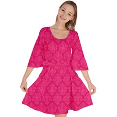 Pink Pattern, Abstract, Background, Bright, Desenho Velour Kimono Dress