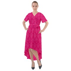 Pink Pattern, Abstract, Background, Bright, Desenho Front Wrap High Low Dress