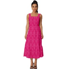 Pink Pattern, Abstract, Background, Bright, Desenho Square Neckline Tiered Midi Dress