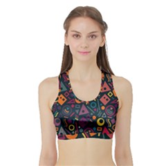 Random, Abstract, Forma, Cube, Triangle, Creative Sports Bra With Border