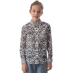Monochrome Maze Design Print Kids  Long Sleeve Shirt