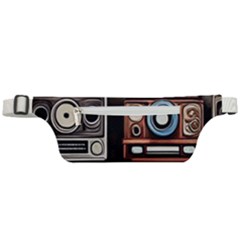 Retro Cameras Old Vintage Antique Technology Wallpaper Retrospective Active Waist Bag by Grandong