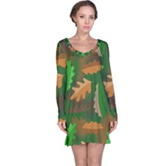 Leaves Foliage Pattern Oak Autumn Long Sleeve Nightdress