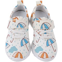 Rain Umbrella Pattern Water Kids  Velcro Strap Shoes