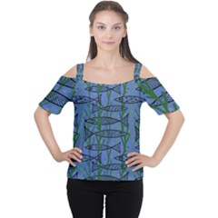 Fish Pike Pond Lake River Animal Cutout Shoulder T-shirt
