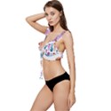 Pen Peacock Colors Colored Pattern Low Cut Ruffle Edge Bikini Top View2