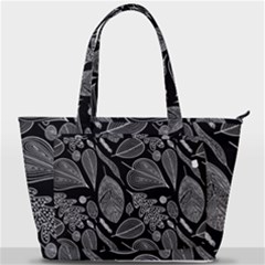 Leaves Flora Black White Nature Back Pocket Shoulder Bag 