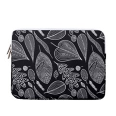 Leaves Flora Black White Nature 13  Vertical Laptop Sleeve Case With Pocket