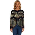 Stained Glass Window Gothic Long Sleeve Crew Neck Pullover Top View1