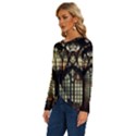 Stained Glass Window Gothic Long Sleeve Crew Neck Pullover Top View2