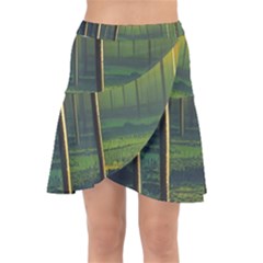 Outdoors Night Moon Full Moon Trees Setting Scene Forest Woods Light Moonlight Nature Wilderness Lan Wrap Front Skirt