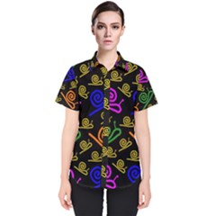 Pattern Repetition Snail Blue Women s Short Sleeve Shirt