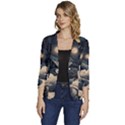 Starry Sky Moon Space Cosmic Galaxy Nature Art Clouds Art Nouveau Abstract Women s One-Button 3/4 Sleeve Short Jacket View1