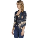Starry Sky Moon Space Cosmic Galaxy Nature Art Clouds Art Nouveau Abstract Women s One-Button 3/4 Sleeve Short Jacket View2