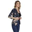 Starry Sky Moon Space Cosmic Galaxy Nature Art Clouds Art Nouveau Abstract Women s One-Button 3/4 Sleeve Short Jacket View3