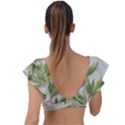 Watercolor Leaves Branch Nature Plant Growing Still Life Botanical Study Plunge Frill Sleeve Bikini Top View2