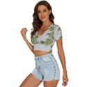 Watercolor Leaves Branch Nature Plant Growing Still Life Botanical Study V-Neck Crop Top View2