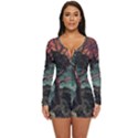 Night Sky Nature Tree Night Landscape Forest Galaxy Fantasy Dark Sky Planet Long Sleeve Boyleg Swimsuit View1