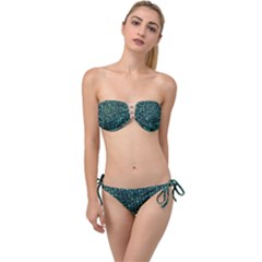 Squares Cubism Geometric Background Twist Bandeau Bikini Set