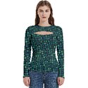 Squares cubism geometric background Women s Cut Out Long Sleeve T-Shirt View1