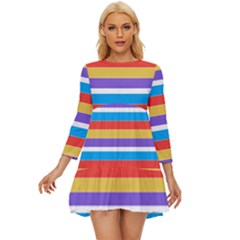 Stripes Pattern Design Lines Long Sleeve Babydoll Dress by Maspions