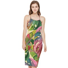 Monstera Colorful Leaves Foliage Bodycon Cross Back Summer Dress