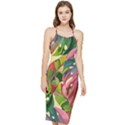 Monstera Colorful Leaves Foliage Bodycon Cross Back Summer Dress View1