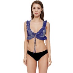 Flower Nature Abstract Art Low Cut Ruffle Edge Bikini Top