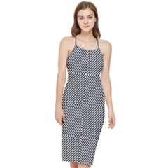 Abstract Diagonal Stripe Pattern Seamless Bodycon Cross Back Summer Dress