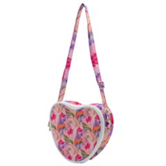 Pink Glowing Flowers Heart Shoulder Bag by Sparkle