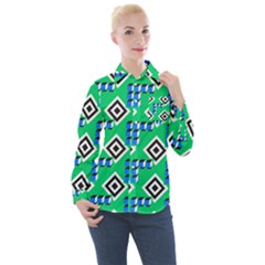 Beauitiful Geometry Women s Long Sleeve Pocket Shirt