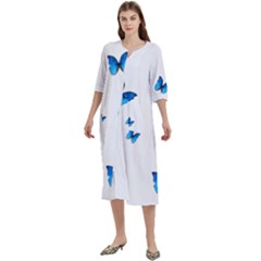 Butterfly-blue-phengaris Women s Cotton 3/4 Sleeve Nightgown