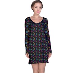 Background Ornamental Pattern Long Sleeve Nightdress