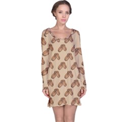 Coffee Beans Pattern Texture Long Sleeve Nightdress