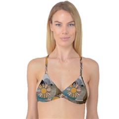 Boho Leaves Botanical Retro Vintage Reversible Tri Bikini Top