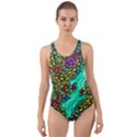 Background Leaves River Nature Cut-Out Back One Piece Swimsuit View1