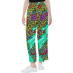Background Leaves River Nature Women s Pants 